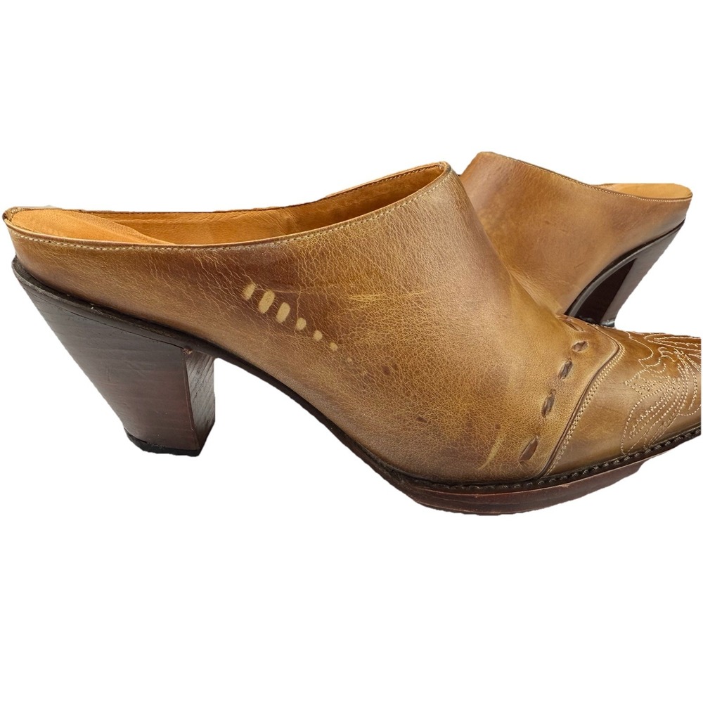 Lucchese Charlie‎ Horse Women's Mules Sz 7B Western Brown Leather Artisan Shoes - Picture 9 of 16